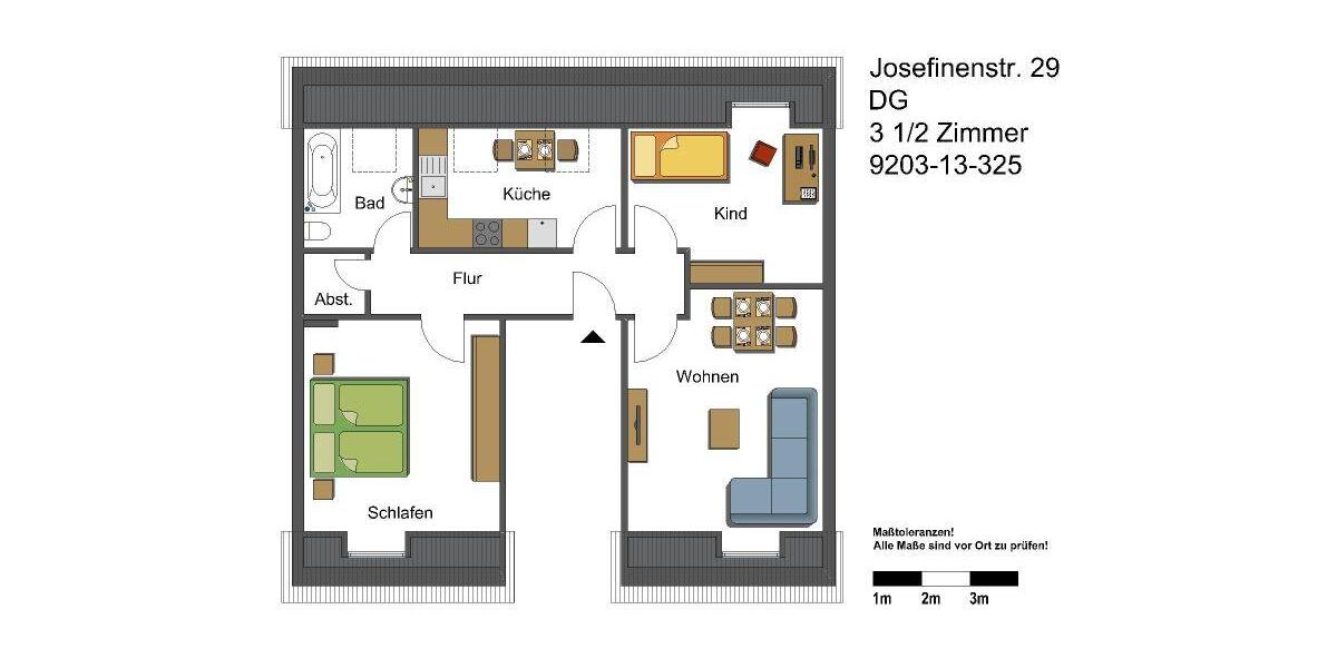 Dachgeschoßwohnung Gelsenkirchen Gelsenkirchen-Mitte - 3.5 Zimmer, 57 m&sup2;, 370&euro; | Angebot:24434862