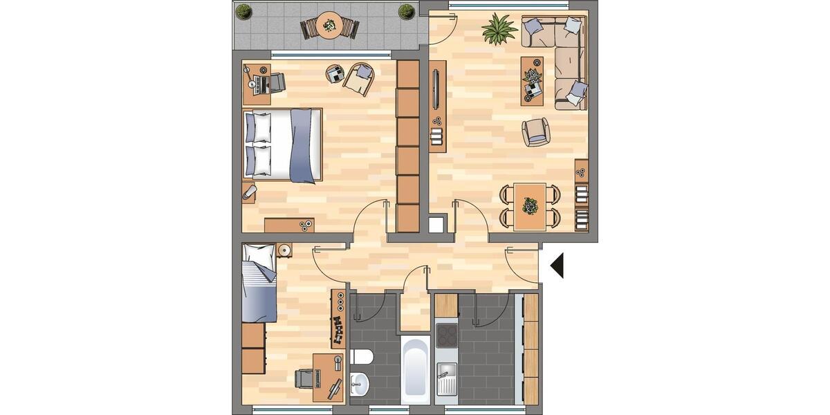 Etagenwohnung Velbert Velbert-Mitte - 3 Zimmer, 72 m&sup2;, 579&euro; | Angebot:26566659