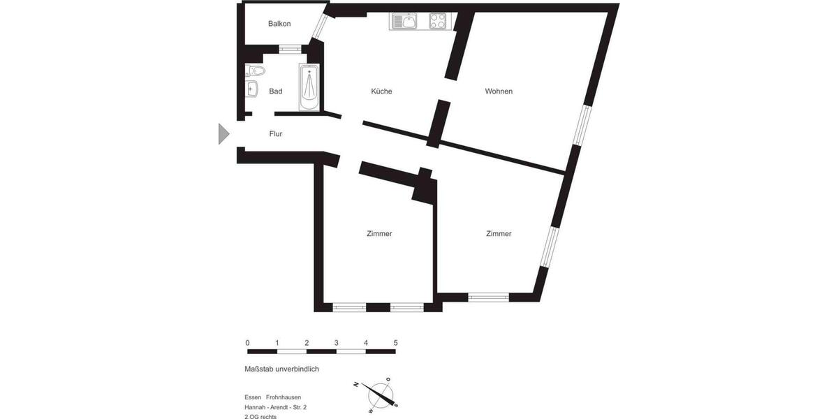 Etagenwohnung Essen Stadtbezirk III - 3.5 Zimmer, 78 m&sup2;, 649&euro; | Angebot:25571551