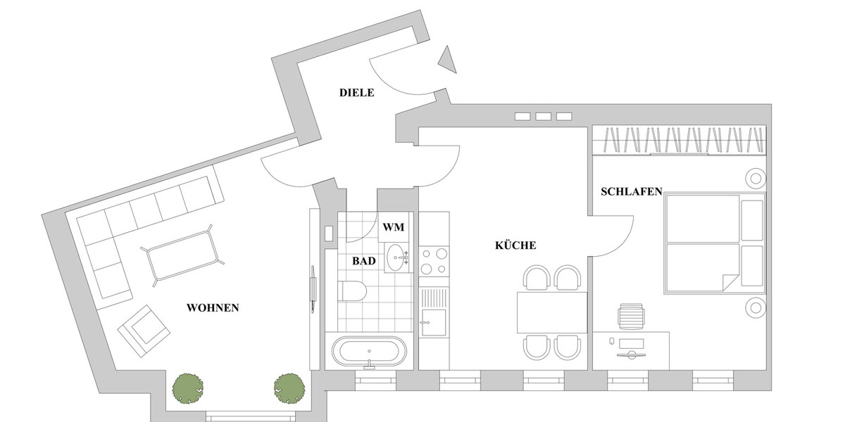 Etagenwohnung Düsseldorf Bilk - 2 Zimmer, 66 m&sup2;, 260.000&euro; | Angebot:25683644
