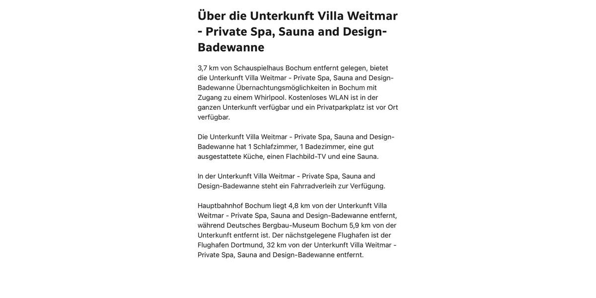 Ferienimmobilie Bochum Günnigfeld - 125&euro; | Angebot:25956594