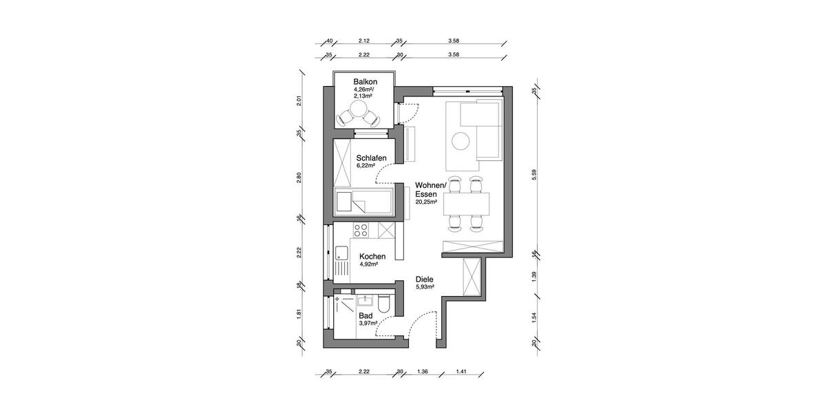 Etagenwohnung Solingen - 2 Zimmer, 46 m&sup2;, 138.000&euro; | Angebot:26602553