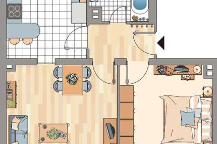 Wohnung Essen Frohnhausen - 2 Zimmer, 51 m&sup2;, 499&euro; | Angebot:26098390