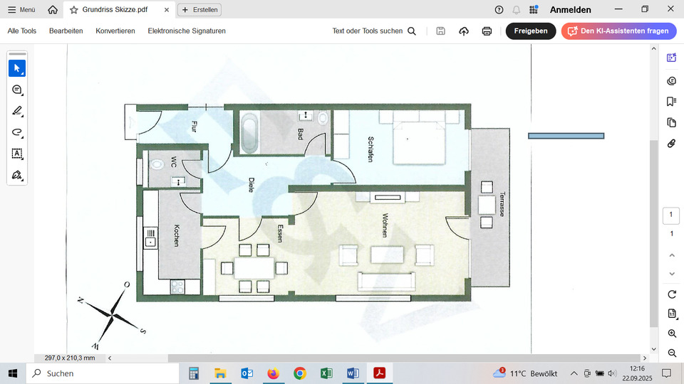Erdgeschoßwohnung Hagen Hagen-Mitte - 2.5 Zimmer, 85 m&sup2;, 900&euro; | Angebot:25935308