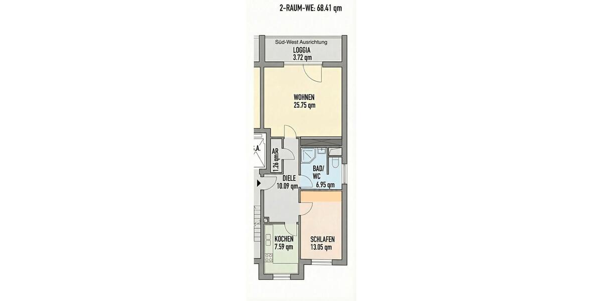 Etagenwohnung Düsseldorf Düsseltal - 2 Zimmer, 68 m&sup2;, 1.355&euro; | Angebot:25551511