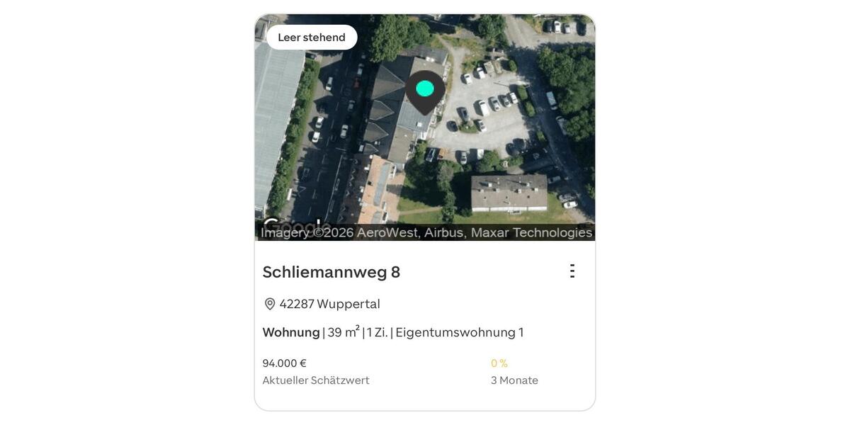 Etagenwohnung Wuppertal Unterbarmen - 1 Zimmer, 39 m&sup2;, 96.000&euro; | Angebot:25806495