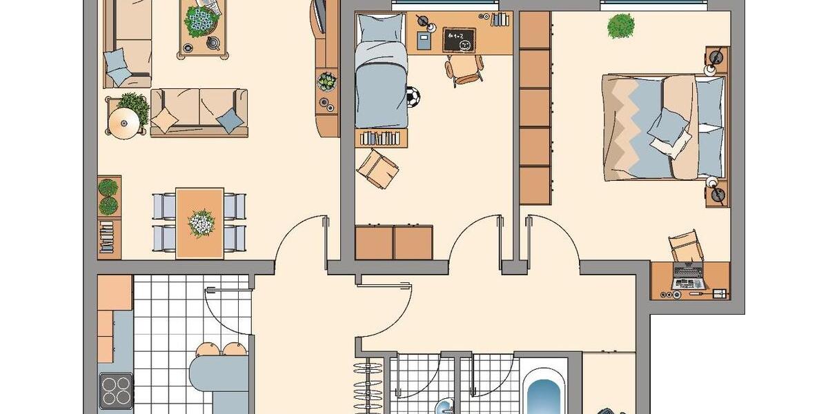 Etagenwohnung Remscheid Lüttringhausen - 3 Zimmer, 77 m&sup2;, 469&euro; | Angebot:25963909