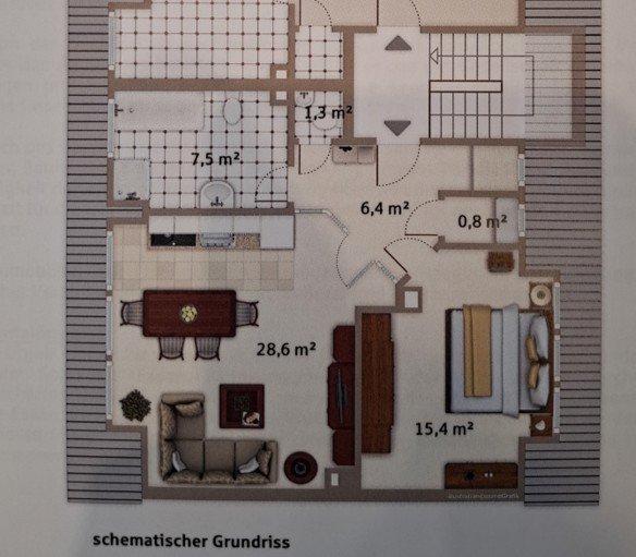 Dachgeschoßwohnung Essen Stadtbezirk VIII - 2 Zimmer, 60 m&sup2;, 540&euro; | Angebot:26489823