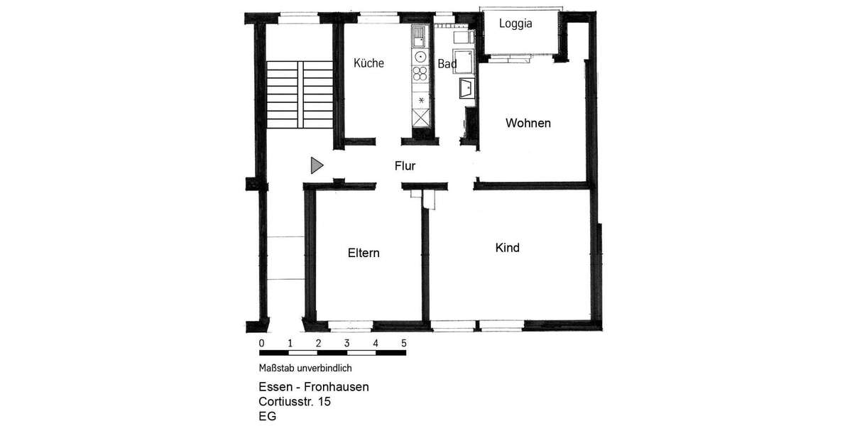 Etagenwohnung Essen Frohnhausen - 3 Zimmer, 79 m&sup2;, 649&euro; | Angebot:25619319
