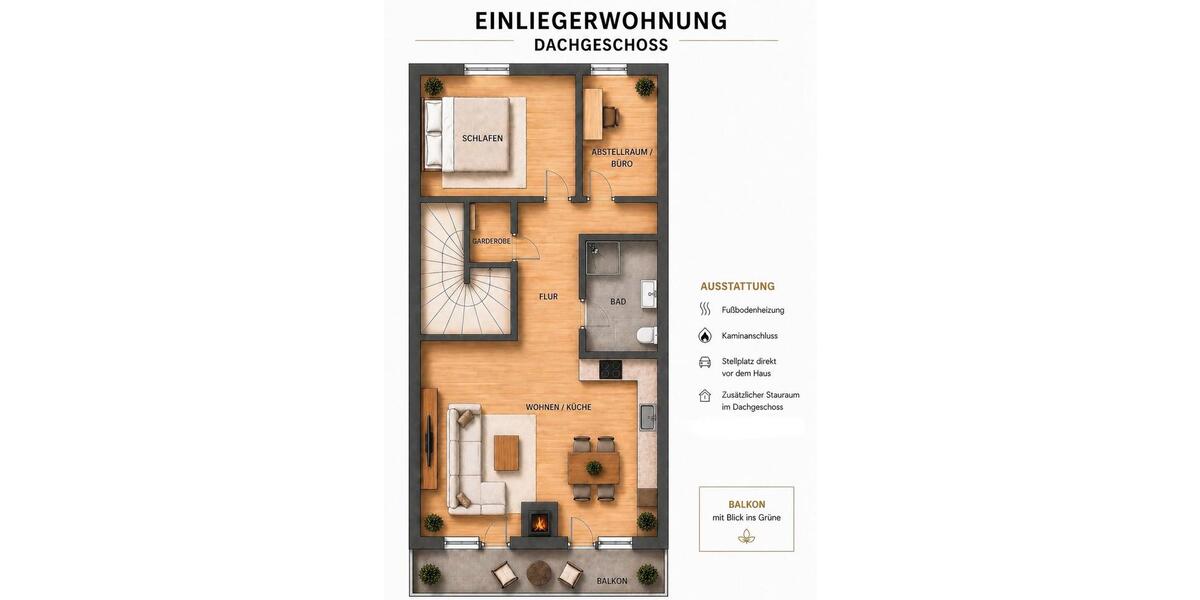 Dachgeschoßwohnung Wuppertal Gemarkung Langerfeld - 2 Zimmer, 48 m&sup2;, 500&euro; | Angebot:26573243
