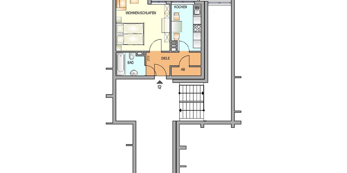 Etagenwohnung Remscheid Lüttringhausen - 1 Zimmer, 39 m&sup2;, 279&euro; | Angebot:25230746