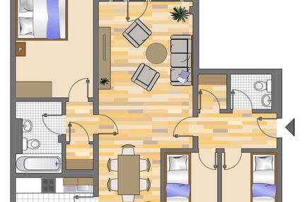 Wohnung Düsseldorf Stadtbezirk 9 - 4 Zimmer, 83 m&sup2;, 859&euro; | Angebot:25992876