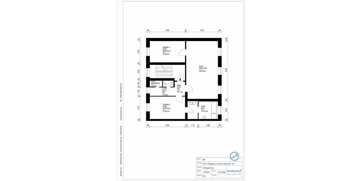 Etagenwohnung Wuppertal Arrenberg - 3 Zimmer, 122 m&sup2;, 1.440&euro; | Angebot:25377649