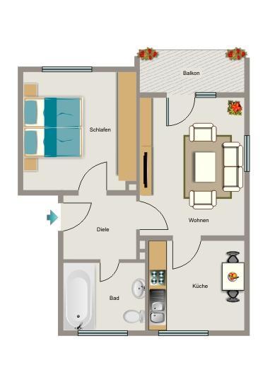 Etagenwohnung Essen Stadtbezirk V - 2.5 Zimmer, 45 m&sup2;, 368&euro; | Angebot:25458833