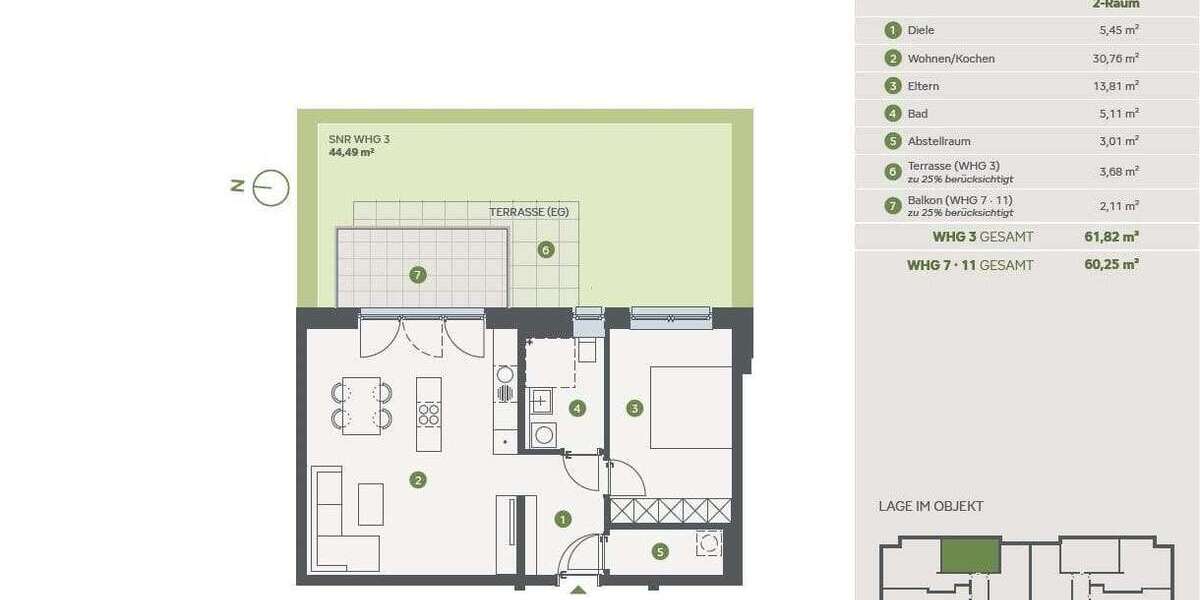 Etagenwohnung Essen Stadtbezirk II - 2 Zimmer, 60 m&sup2;, 335.000&euro; | Angebot:27345928