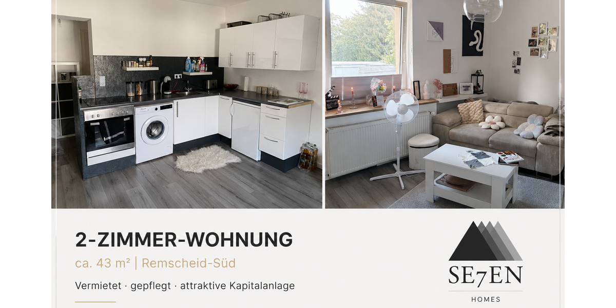 Etagenwohnung Remscheid Remscheid-Süd - 2 Zimmer, 43 m&sup2;, 89.000&euro; | Angebot:27316965