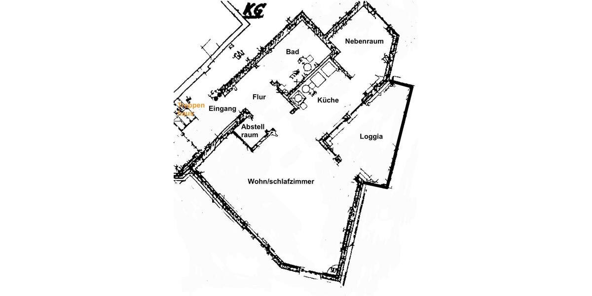Etagenwohnung Essen Stadtbezirk III - 1.5 Zimmer, 45 m&sup2;, 500&euro; | Angebot:25993004