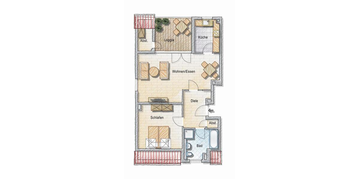 Dachgeschoßwohnung Langenfeld (Rheinland) - 2 Zimmer, 76 m&sup2;, 975&euro; | Angebot:26565252