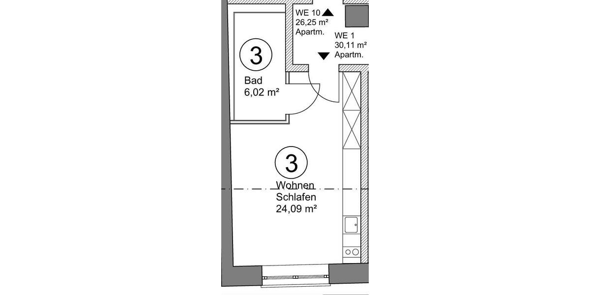 Etagenwohnung Herne Wanne-Bickern - 1 Zimmer, 30 m&sup2;, 365&euro; | Angebot:26560463