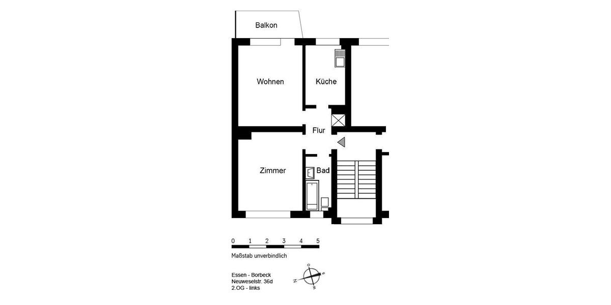 Etagenwohnung Essen Stadtbezirk IV - 2 Zimmer, 51 m&sup2;, 536&euro; | Angebot:26632725
