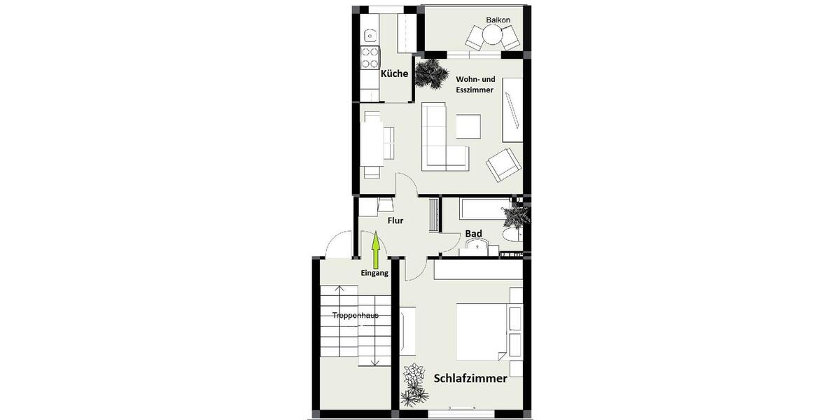 Erdgeschoßwohnung Wuppertal Arrenberg - 2 Zimmer, 53 m&sup2;, 435&euro; | Angebot:26475279