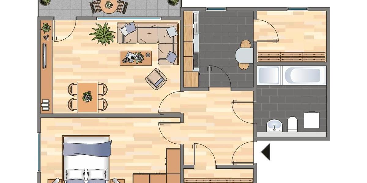 Etagenwohnung Velbert Velbert-Mitte - 2 Zimmer, 63 m&sup2;, 479&euro; | Angebot:25850550