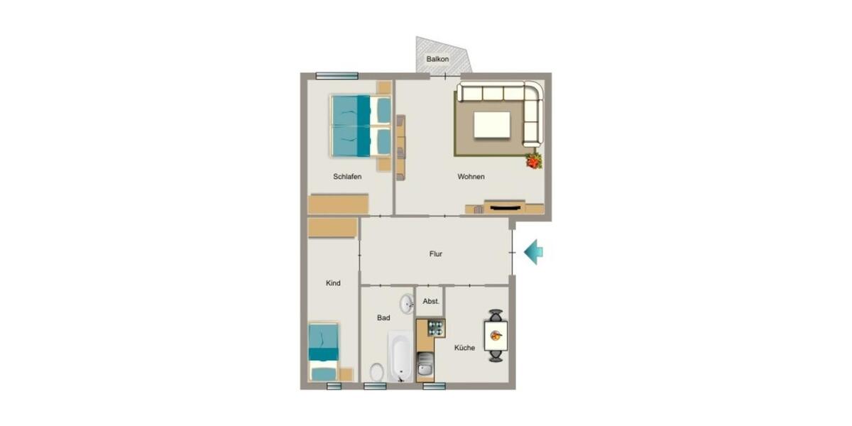 Erdgeschoßwohnung Bochum Werne - 3.5 Zimmer, 58 m&sup2;, 512&euro; | Angebot:26615945