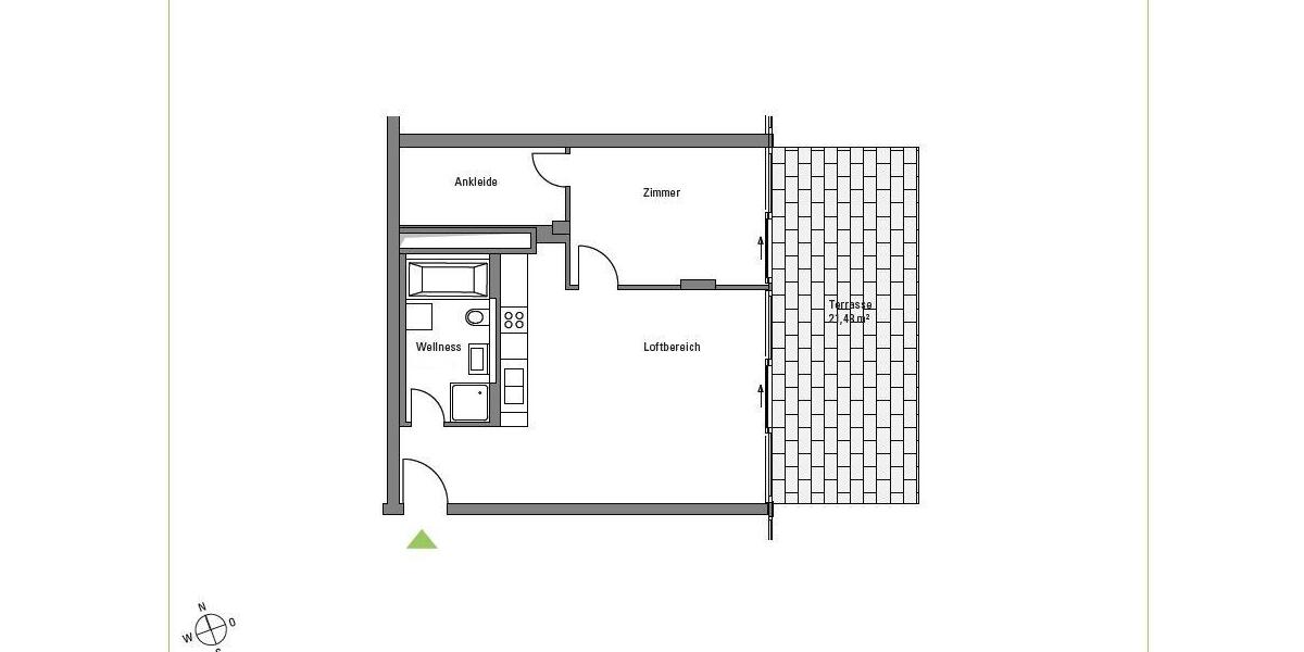 Erdgeschoßwohnung Düsseldorf Düsseltal - 2 Zimmer, 74 m&sup2;, 995&euro; | Angebot:25901487