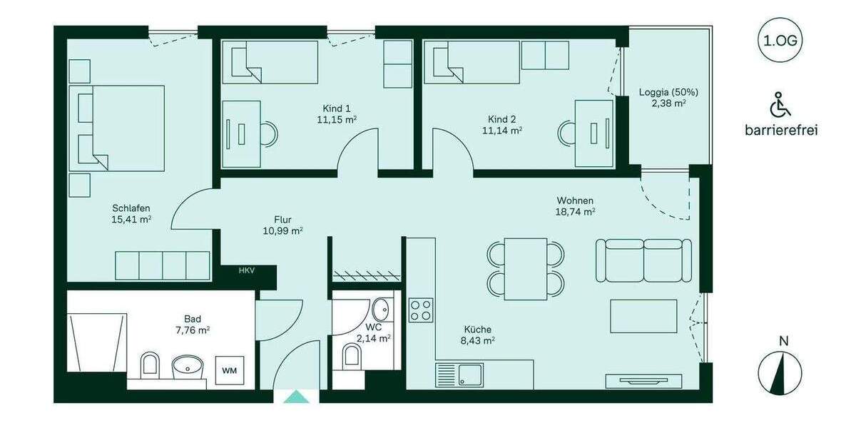 Etagenwohnung Düsseldorf Benrath - 4 Zimmer, 88 m&sup2;, 515.900&euro; | Angebot:25957397