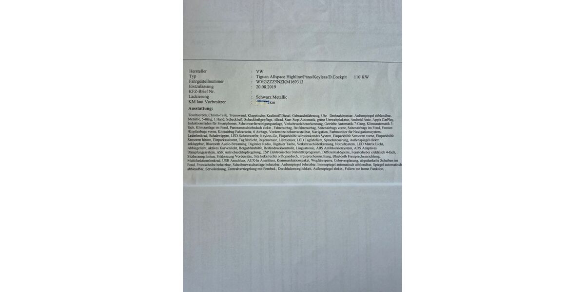 VW Tiguan Allspace 150.000 km 22.000 &euro; Wuppertal 42329