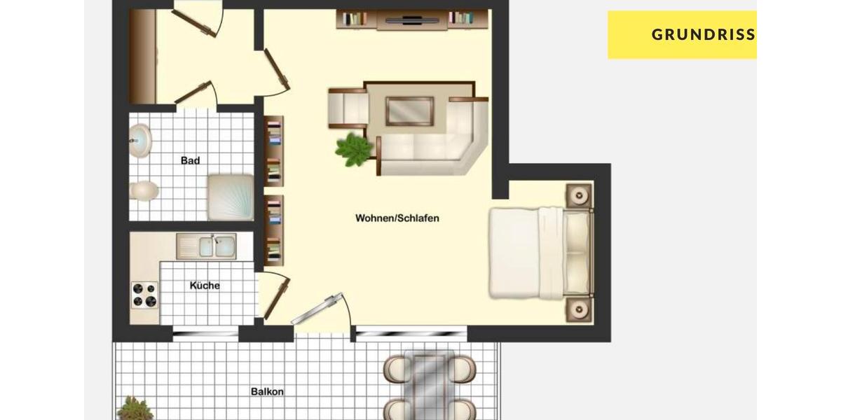 Etagenwohnung Solingen Central - 1 Zimmer, 44 m&sup2;, 506&euro; | Angebot:26605431