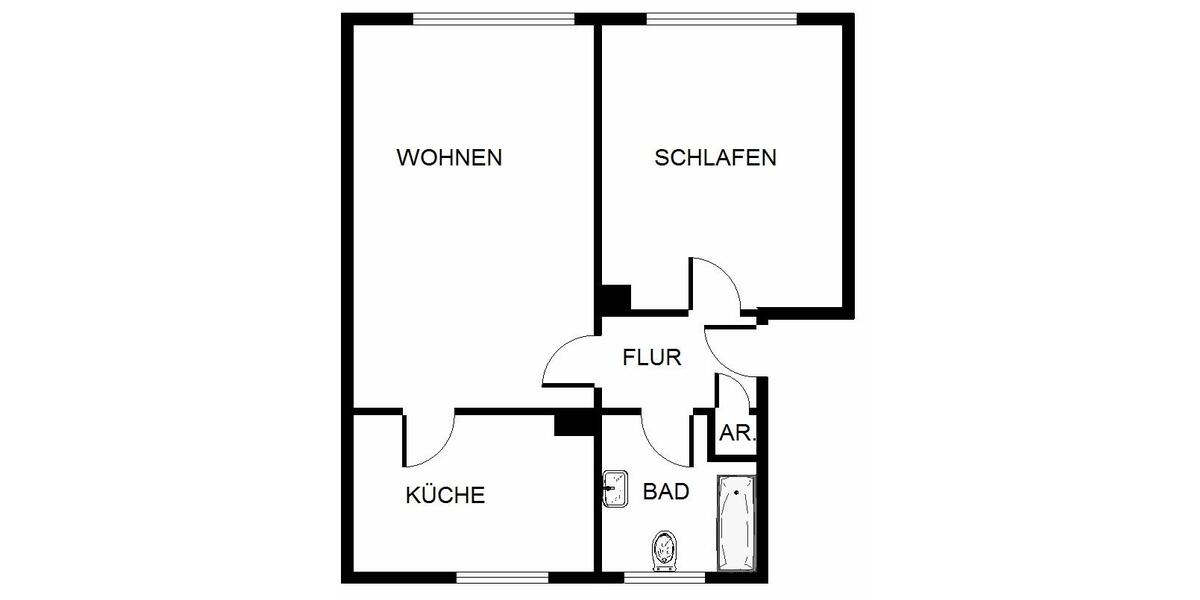 Erdgeschoßwohnung Gelsenkirchen Gelsenkirchen-Mitte - 2 Zimmer, 50 m&sup2;, 389&euro; | Angebot:25784510
