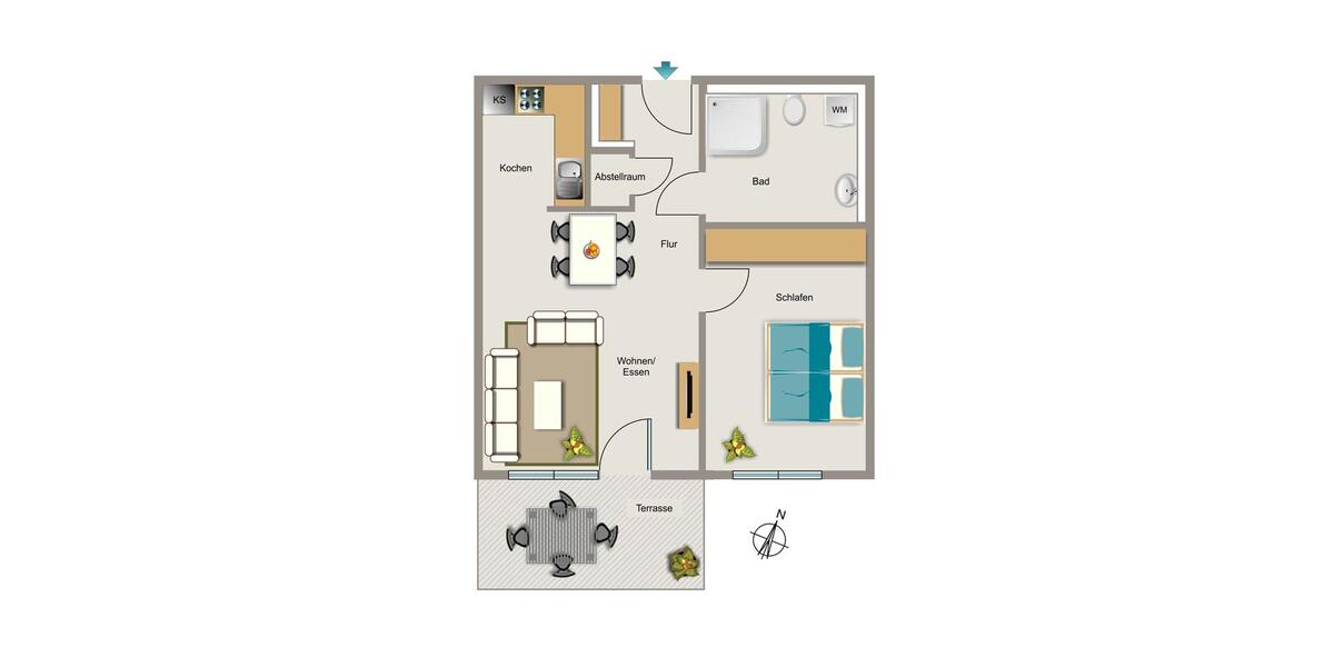 Erdgeschoßwohnung Bochum Bochum-Nord - 2 Zimmer, 57 m&sup2;, 781&euro; | Angebot:25084526