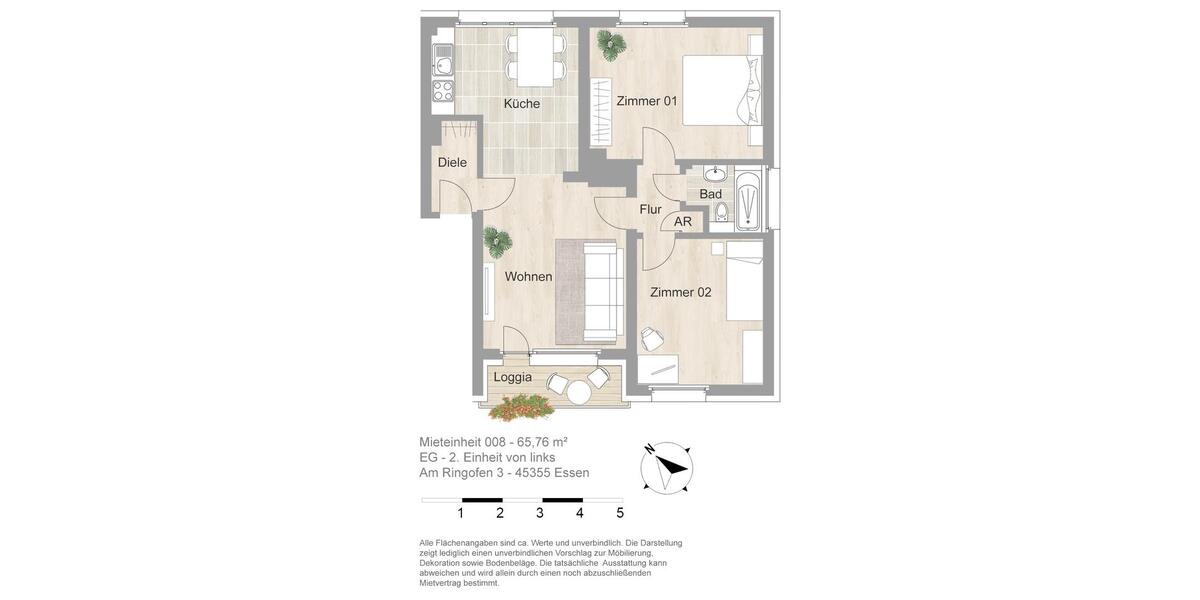 Etagenwohnung Essen Stadtbezirk IV - 3 Zimmer, 66 m&sup2;, 595&euro; | Angebot:26549735