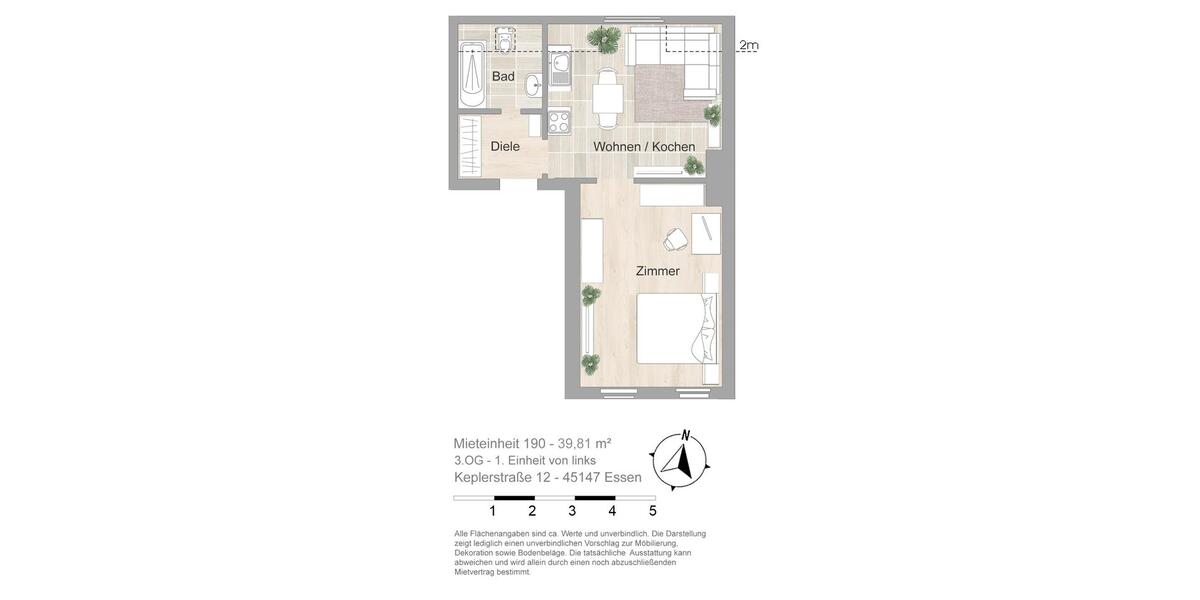Dachgeschoßwohnung Essen Stadtbezirk III - 2 Zimmer, 40 m&sup2;, 502&euro; | Angebot:25978480