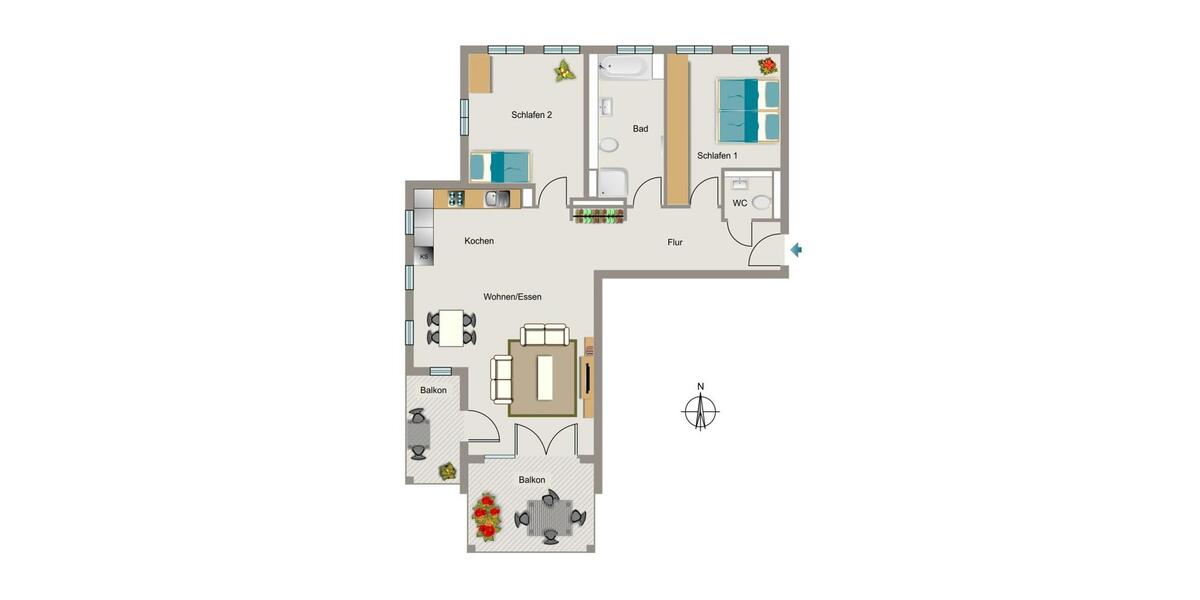 Etagenwohnung Bochum Bochum-Nord - 3.5 Zimmer, 103 m&sup2;, 1.423&euro; | Angebot:25956776