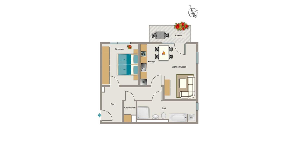 Etagenwohnung Bochum Wiemelhausen - 2 Zimmer, 65 m&sup2;, 401&euro; | Angebot:25958493