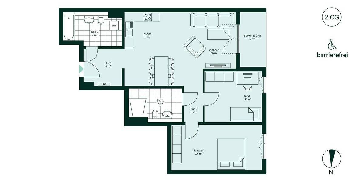 Etagenwohnung Düsseldorf Benrath - 3 Zimmer, 87 m&sup2;, 535.900&euro; | Angebot:25938541