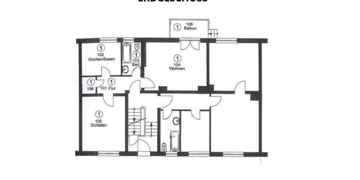 Etagenwohnung Essen Frohnhausen - 2 Zimmer, 57 m&sup2;, 110.000&euro; | Angebot:25820120