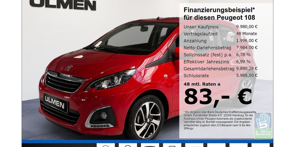 Peugeot 108 22.577 km 9.980 &euro; Düsseldorf 40233