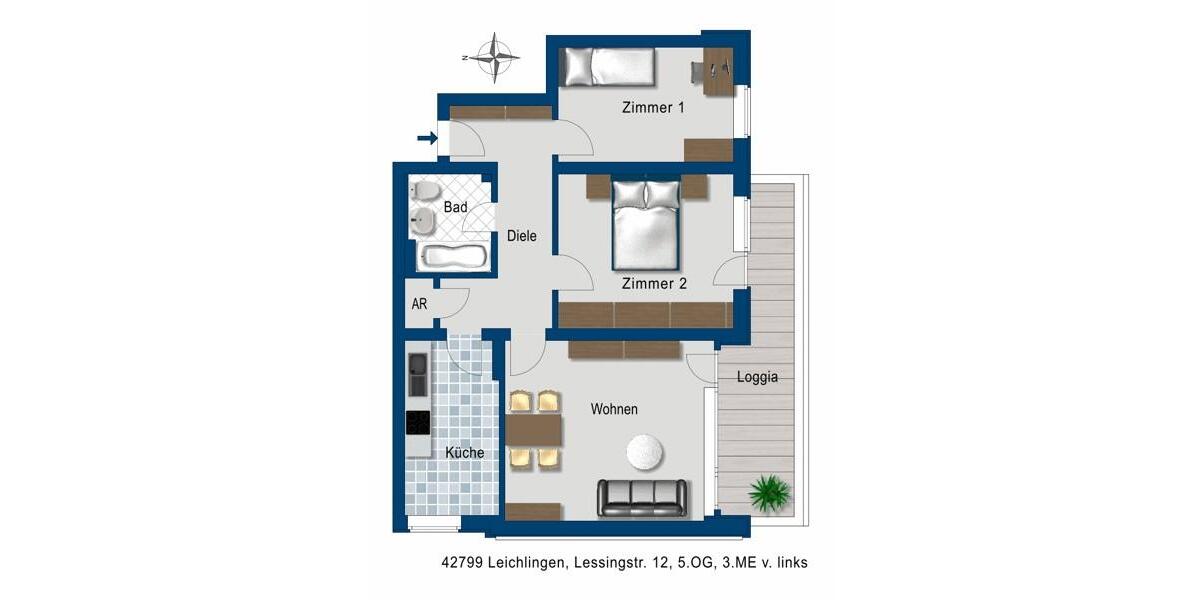 Etagenwohnung Leichlingen (Rheinland) - 3 Zimmer, 69 m&sup2;, 723&euro; | Angebot:24450997