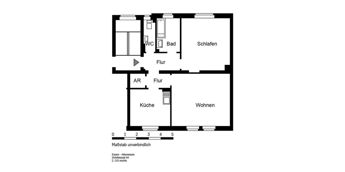 Etagenwohnung Essen Stadtbezirk III - 2 Zimmer, 65 m&sup2;, 539&euro; | Angebot:25458827