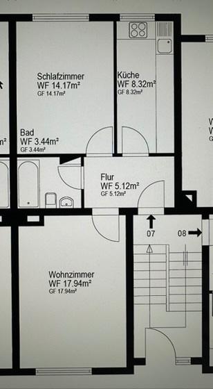 Etagenwohnung Essen Stadtkern - 2 Zimmer, 49 m&sup2;, 410&euro; | Angebot:26638424