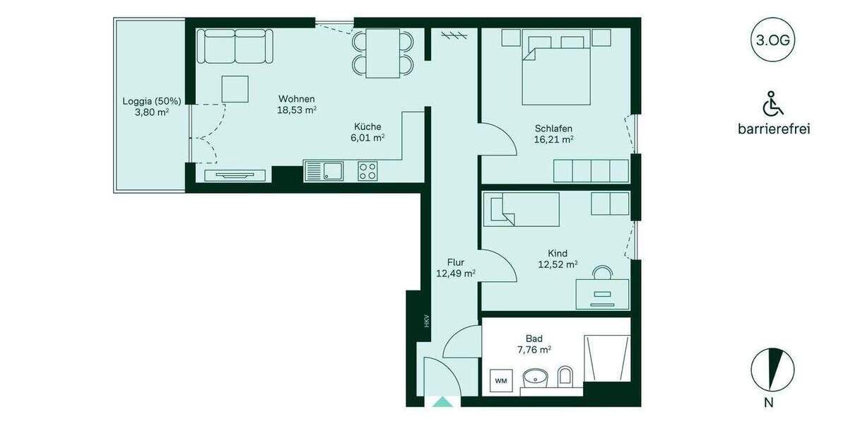 Etagenwohnung Düsseldorf Benrath - 3 Zimmer, 77 m&sup2;, 479.900&euro; | Angebot:25938558