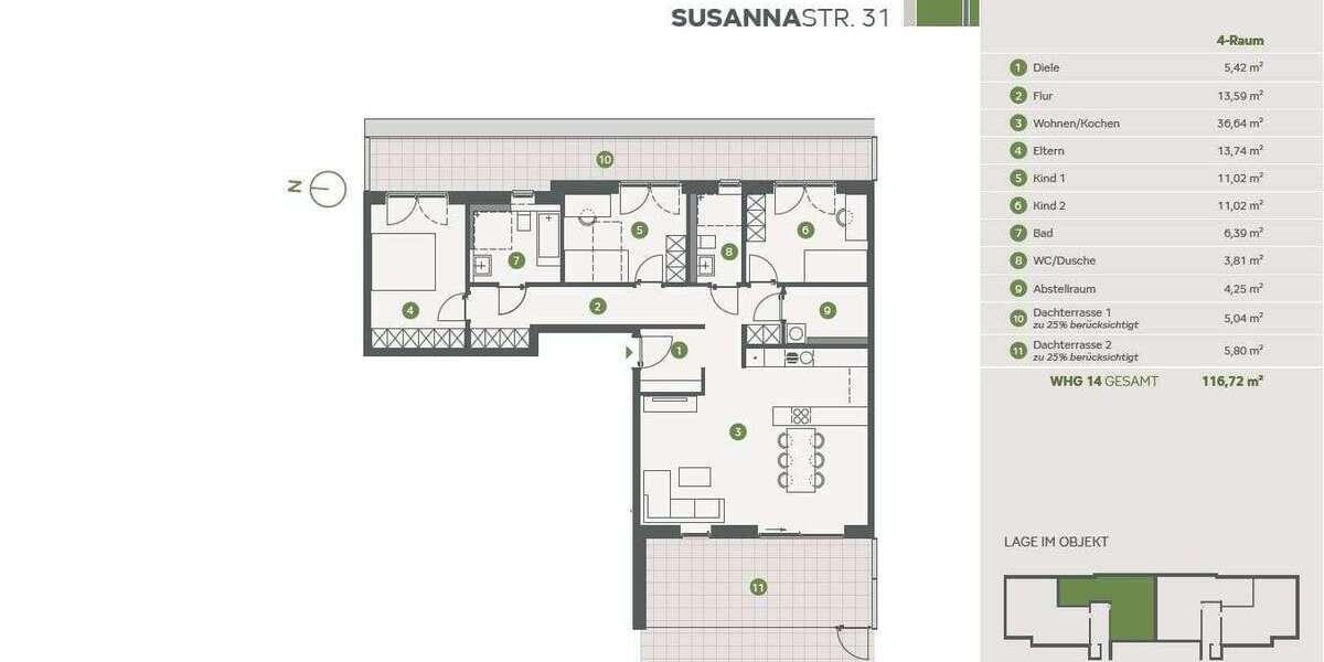 Etagenwohnung Essen Stadtbezirk II - 4 Zimmer, 117 m&sup2;, 659.000&euro; | Angebot:27345927