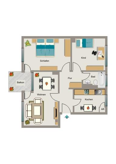 Etagenwohnung Gelsenkirchen Gelsenkirchen-Mitte - 3.5 Zimmer, 60 m&sup2;, 448&euro; | Angebot:25962721
