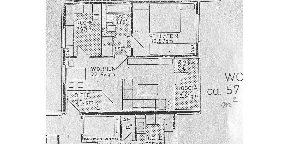 Etagenwohnung Essen Überruhr-Holthausen - 2 Zimmer, 57 m&sup2;, 129.900&euro; | Angebot:25654267