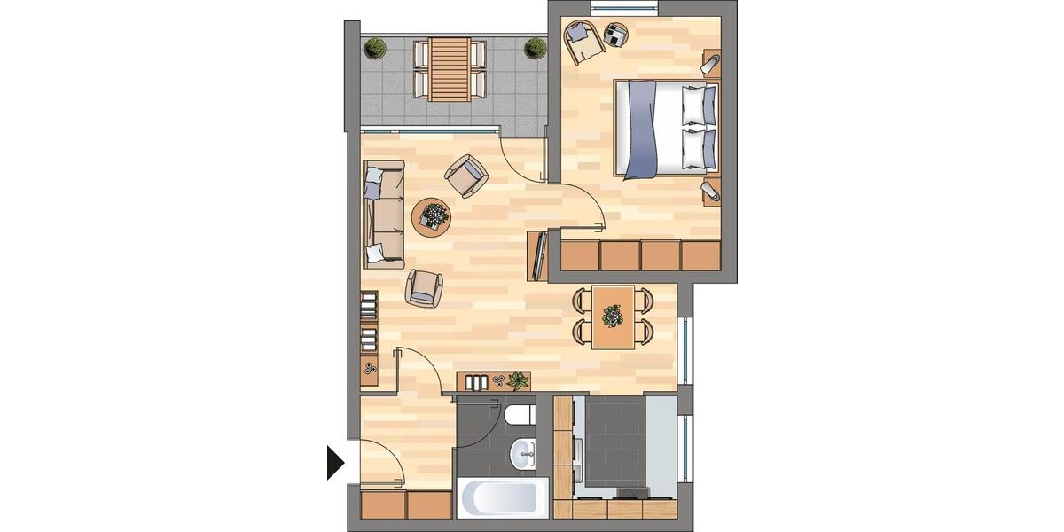 Etagenwohnung Wuppertal Gemarkung Vohwinkel - 2 Zimmer, 51 m&sup2;, 419&euro; | Angebot:25884339