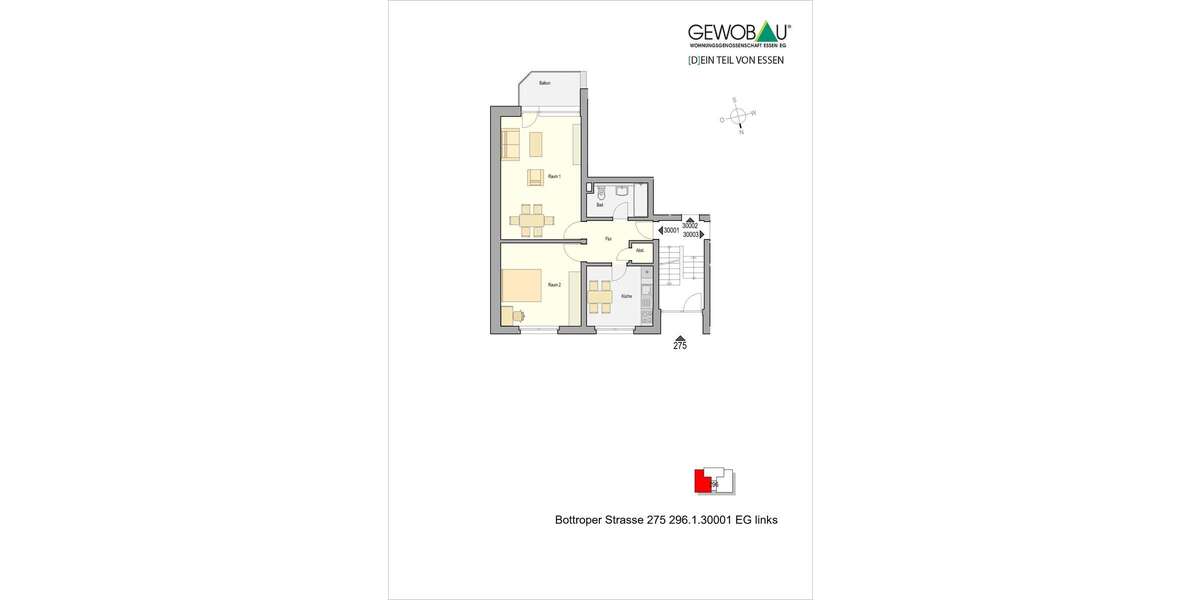Etagenwohnung Essen Bergeborbeck - 2 Zimmer, 65 m&sup2;, 309&euro; | Angebot:26654695