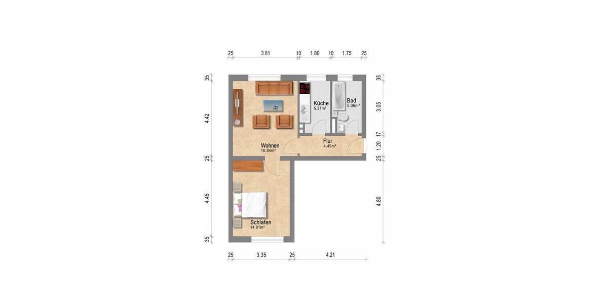 Erdgeschoßwohnung Wuppertal Gemarkung Barmen - 2 Zimmer, 47 m&sup2;, 600&euro; | Angebot:26008499